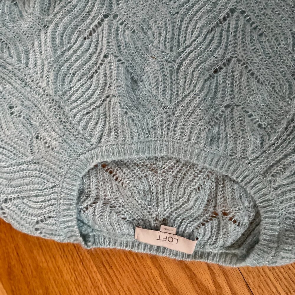 LOFT mint green cable knit sweater - Picture 2 of 2